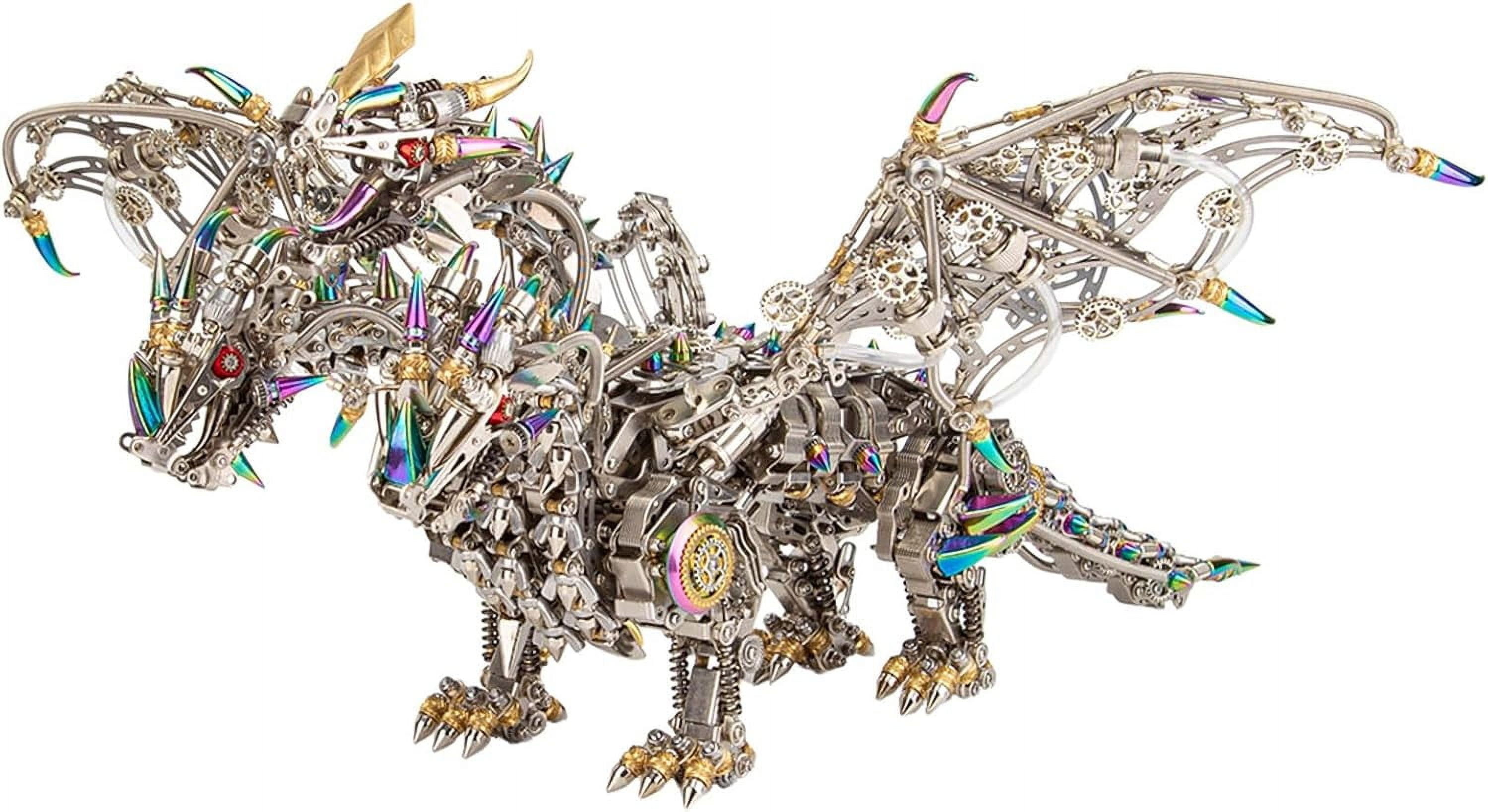 RKXQT FunXylophy 3D Metal Puzzles for Adult, Three-Heads Dragon Gorekia Mechanical Punk Dragon Desk Ornaments 2900+PCS