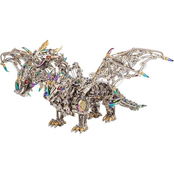 RKXQT FunXylophy 3D Metal Puzzles for Adult, Three-Heads Dragon Gorekia Mechanical Punk Dragon Desk Ornaments 2900+PCS