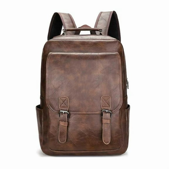 RKXQT Genuine Leather Backpacks Mens Laptop Bags Briefcases Bookbags Computers Bags Travel Bags Casual Daypack 16.9Inch(Brown-2)