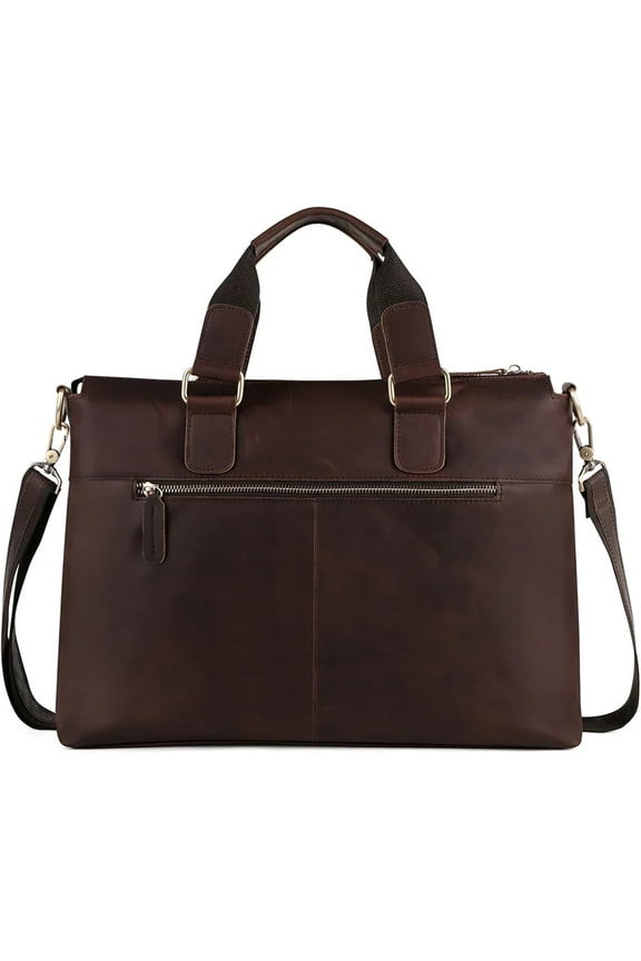 Genuine Leather Men Bag Messenger Bag Briefcase 15.6inch Laptop Bag Leather Casual Shoulder Bags for Men Handbag(Crazyhorse chocolate)
