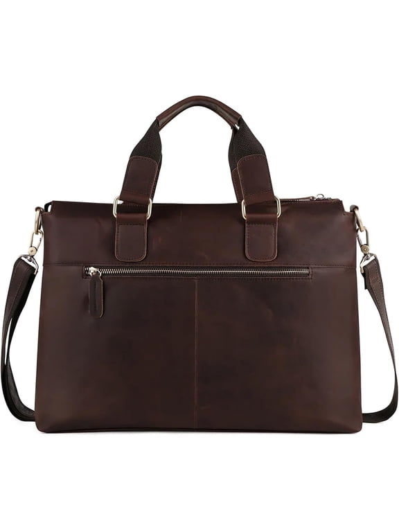 Genuine Leather Men Bag Messenger Bag Briefcase 15.6inch Laptop Bag Leather Casual Shoulder Bags for Men Handbag(Crazyhorse chocolate)