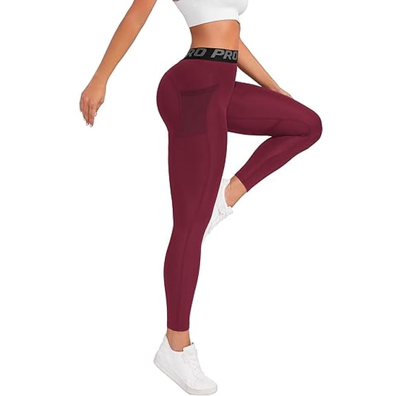 RKXQT High Waisted Leggings for Women,Gym Sport Fitness Joggers Pants Tummy Control for Workout, Yoga, Running Color: Red