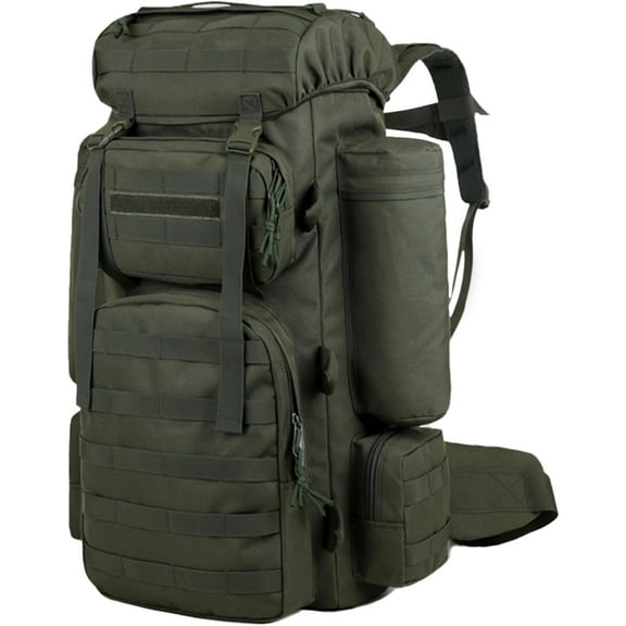 RKXQT Hiking Backpack, Military Tactical Backpacks, Army Assault Pack, Camping Hiking Rucksack,Camouflage Rucksack, 3 Day Bug Out Bag, Lightweight Outdoor for Mountaineering Traveling (military green