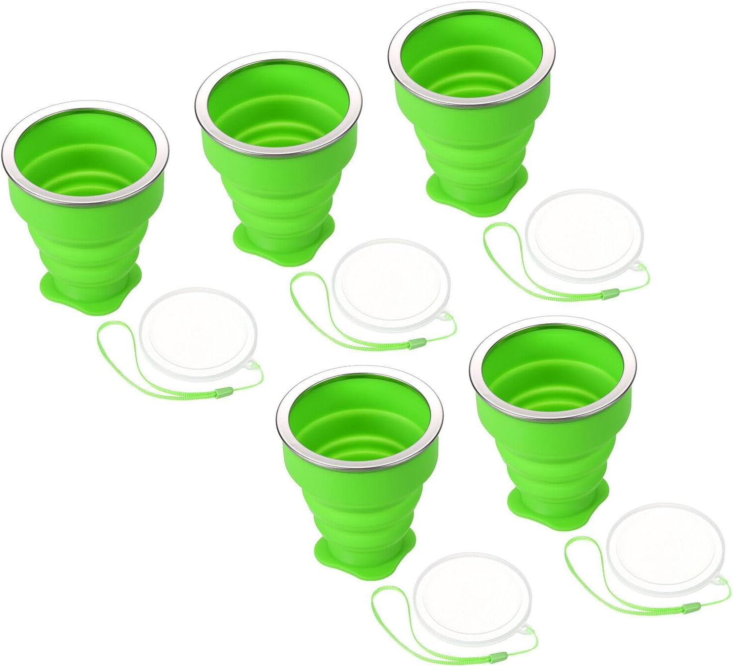 RKXQT Home and Garden Parts 5pcs Collapsible Water Bottle 200mL Travel Folding Water Cup Green