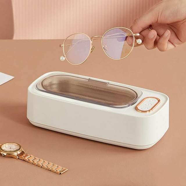 RKXQT Jewelry Cleaner with 350ml Stainless Steel Tank, Ultrasonic Cleaner Sonic Wave Eyeglass Cleaning Machine,Portable Household for Cleaning Jewelry Eyeglass Parts