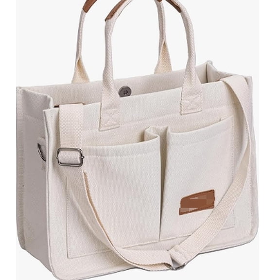 RKXQT Large Canvas Tote Bag for Women,Womens Crossbody Purse Handbags Totes Bags Work Laptop Book Beach Bag for Travel Nurse Color: New Upgrade Plus Dark Beige Color: Canvs Elegant Beige