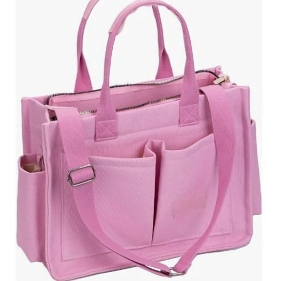 RKXQT Large Canvas Tote Bag for Women,Womens Crossbody Purse Handbags Totes Bags Work Laptop Book Beach Bag for Travel Nurse Color: New Upgrade Plus Dark Beige Color: New Upgrade Plus Pink