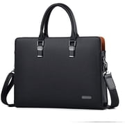 RKXQT Mens Bag Leather Shoulder Bag for Business Briefcase Laptop Casual Large Capacity Handbag Color Black Size 15inch Black 14inch