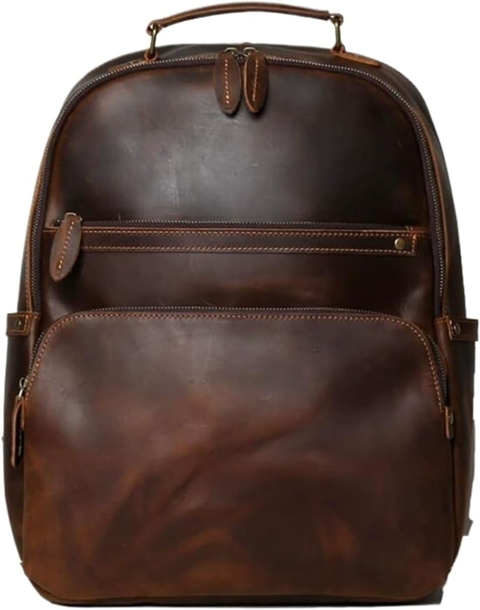 RKXQT Mens Luggage Backpacks Computers Bags Leather Travel Bags Casual Daypack Briefcases Laptop Bags(Brown)