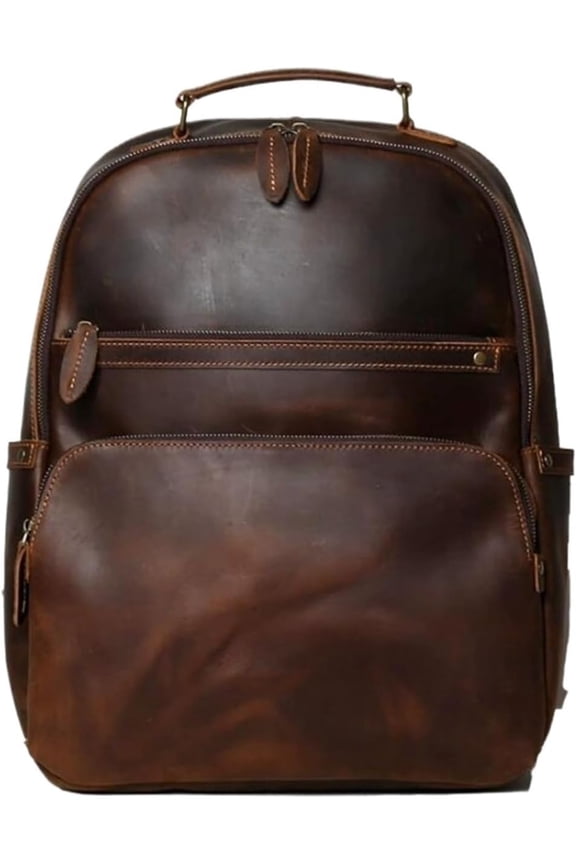 Mens Luggage Backpacks Computers Bags Leather Travel Bags Casual Daypack Briefcases Laptop Bags(Brown)