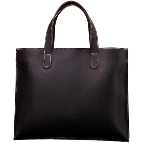 RKXQT Mens Vintage Business Travel Laptop Bag Waterproof Leather Messenger Briefcase Vacation Office Commuter Shoulder