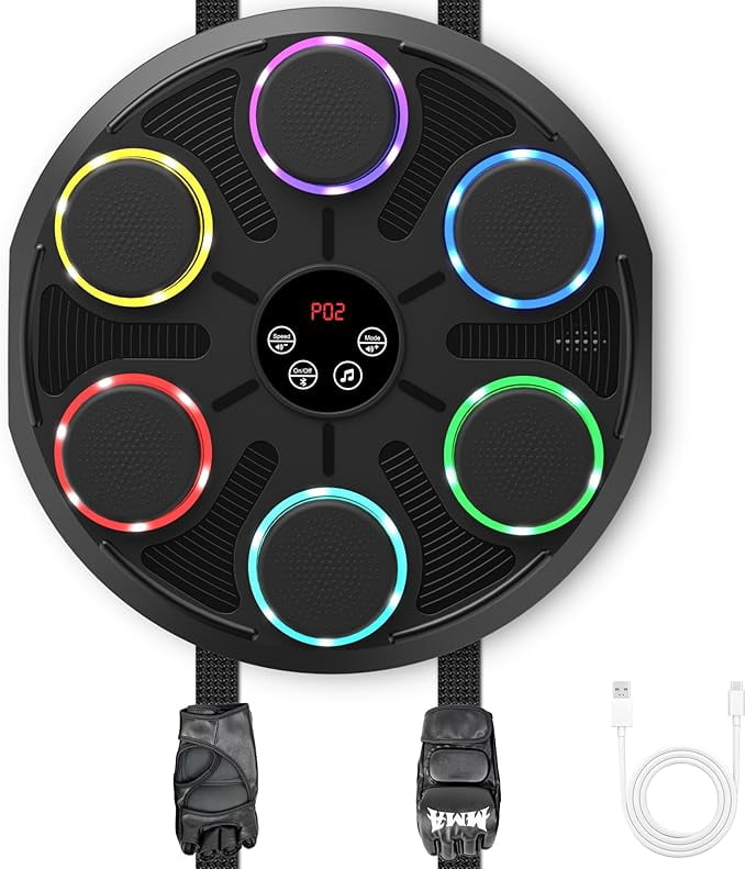 RKXQT Music Boxing Machine for Adults Kids, New Upgrade Smart Boxing Music Workout Machine with Gloves, Music Punching Machine Wall Mount Pad, Boxing Workout Equipment Target for Home, Gym