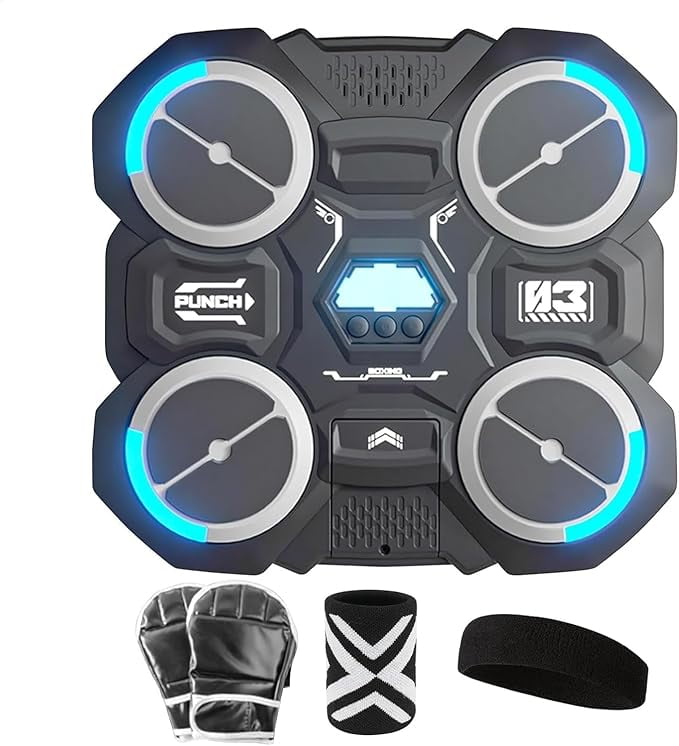 RKXQT Music Boxing Machine for Kids with Boxing Gloves, Headband & Sports Wristband, Wall Mounted Boxing Machine, Smart Boxing Equipment Punching Machine for Home,Adults Children