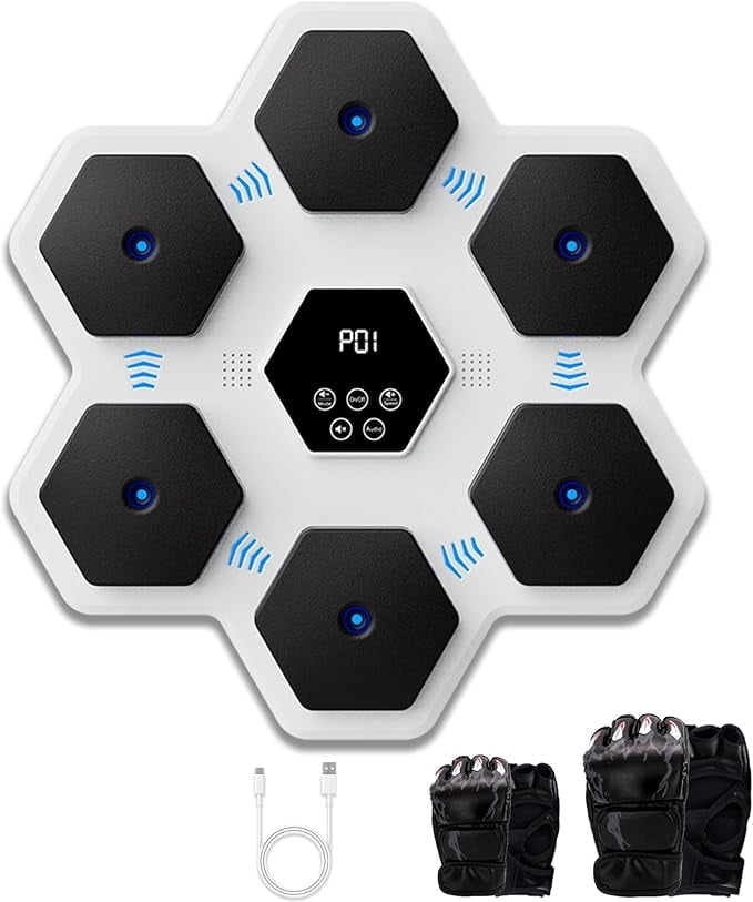 RKXQT Music Boxing Machine Wall Mounted Smart Bluetooth Boxing Equipment for Boxing Enthusiasts (Wear 2 Pairs of Gloves)