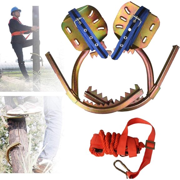 RKXQT Pole Climbing Spikes, Tree Climbing Gear with Safe Belt, Adjustable Tree Climbing Spikes for Climbing Hunting Observation Picking Fruit,500model