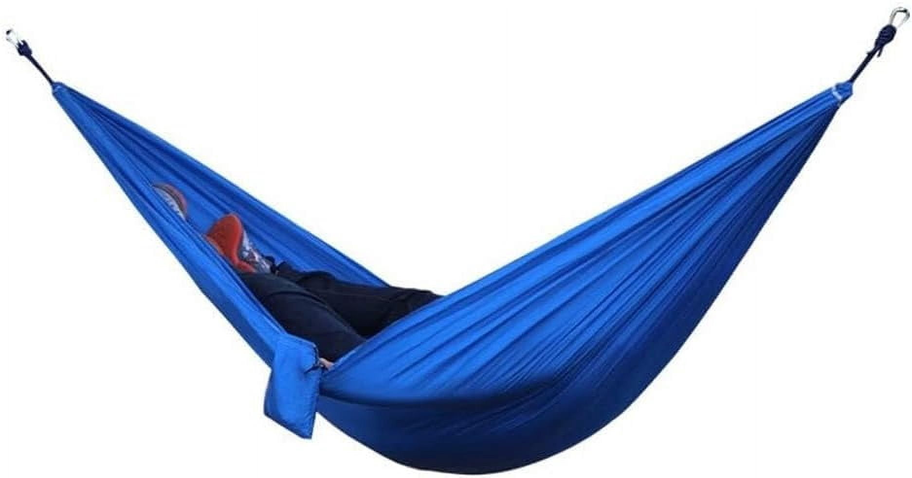 RKXQT Portable Nylon Cloth Double Camping Hammock with Carabiners & Ropes, Lightweight & Breathable