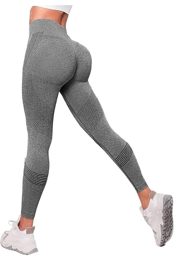 Scrunch Butt Leggings for Women Butt Lifting Seamless Amplify Contour Leggings High Waisted Tummy Control Yoga Pants Color: A-gray