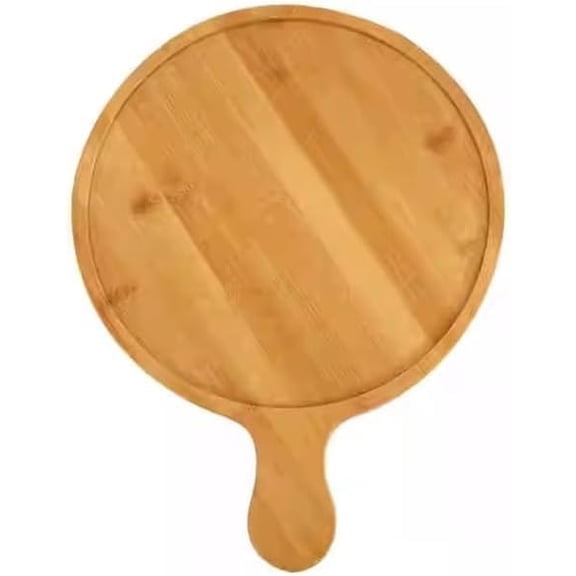RKXQT Serving Tray Hotel Restaurant Tray Bamboo Solid Wood Tray Circular Bamboo Wood Plate Water Cup Tray Household Wooden Pizza Board Tray Breakfast Tray