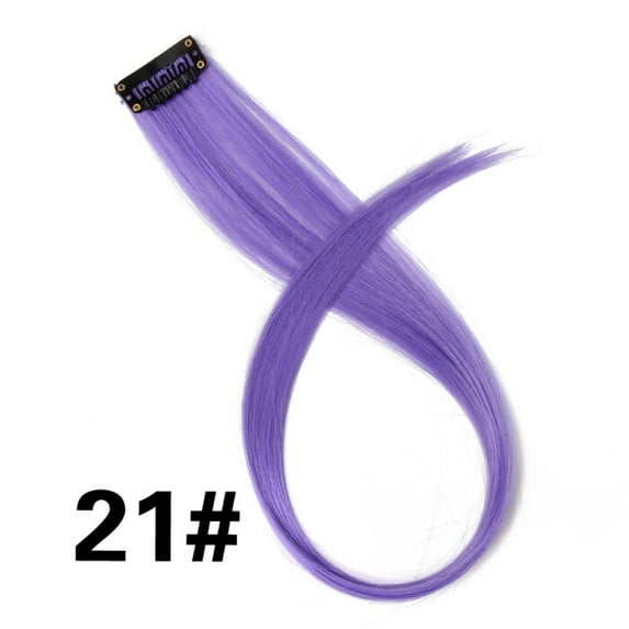 RKXQT Synthetic Clip In One Pieces Raiinbow Hair Extensions Straight Synthetic Hair Pieces 18" Long Ombre Hair Pink Purple Red Blue 21#