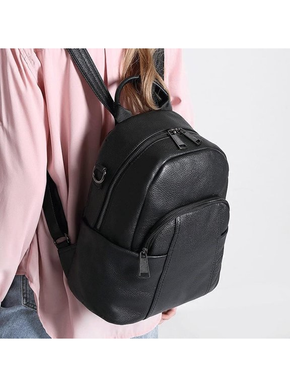 Vintage Real Leather Backpacks For Men&Women Drawstring Flap Travel Shoulder Bags Cowhide Large Multi Pockets Knapsack(E)