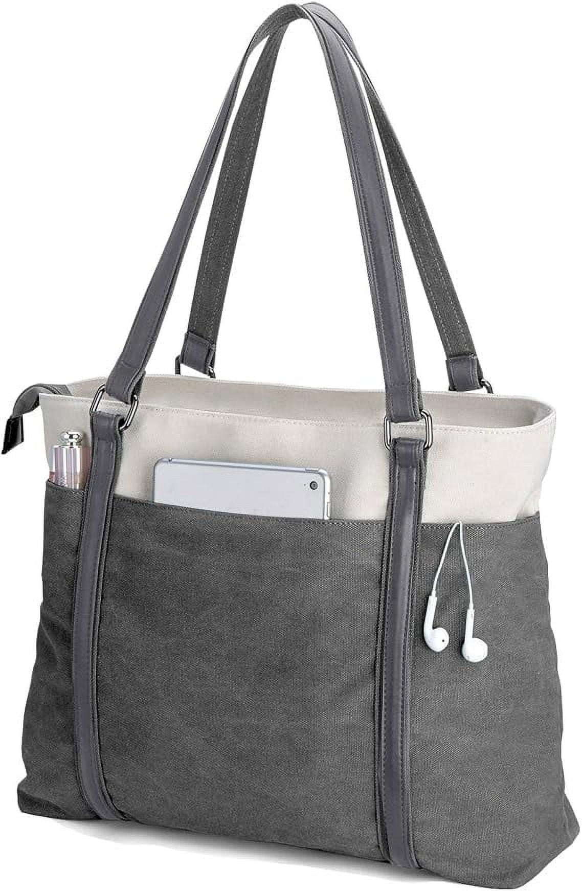 RKXQT Women's Work Bag with Laptop Compartment Zipper Pockets Teacher Totes Purse Color: Darkgrey