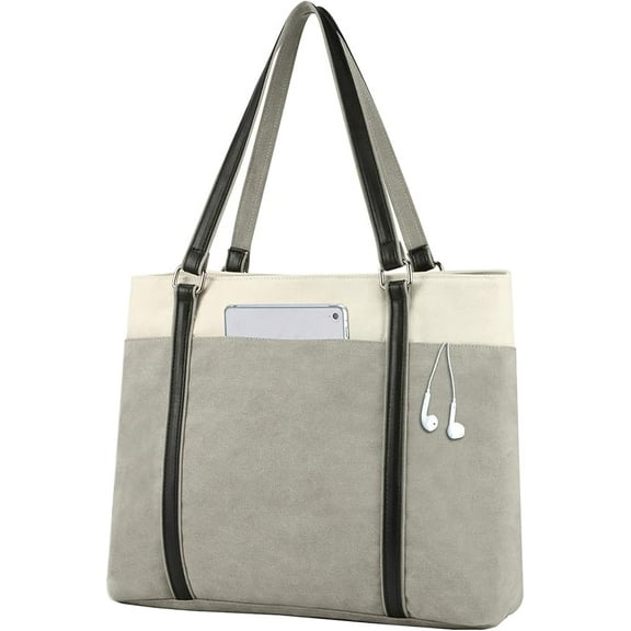 RKXQT Women's Work Bag with Laptop Compartment Zipper Pockets Teacher Totes Purse Color: Gray