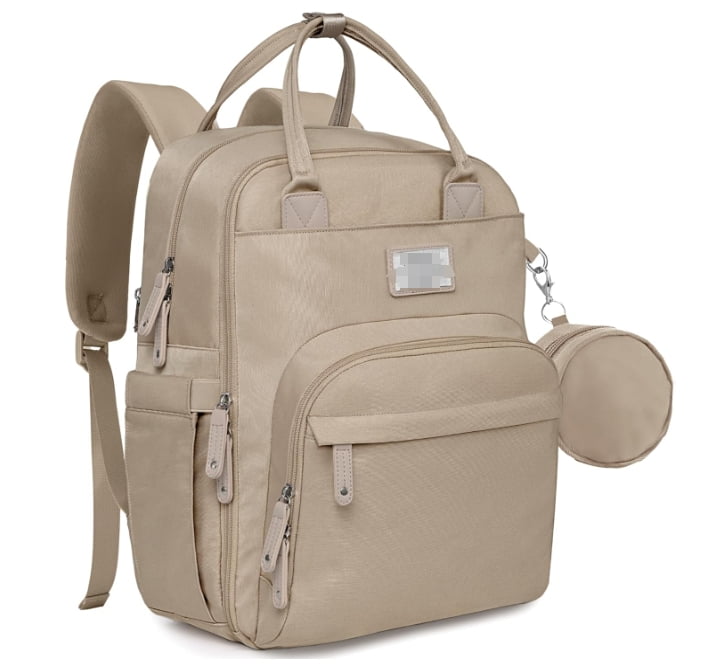 RKXQTDiaper Bag Backpack, Multifunction Travel Pack Maternity Baby Changing Bags, Large Capacity, Waterproof, Clay