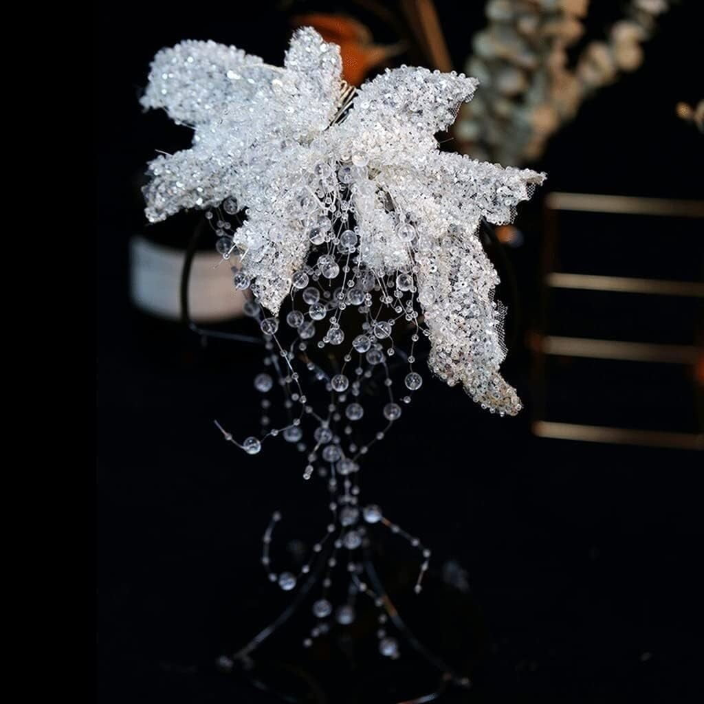 RKXQTHair jewelry, Hair Comb Wedding Bridal Hair Accessories Women Crystal Tassel Hair Side Comb Handmade Lace Sequins Wedding Hair Accessory Hair Clip Comb Bride Hair Side Combs