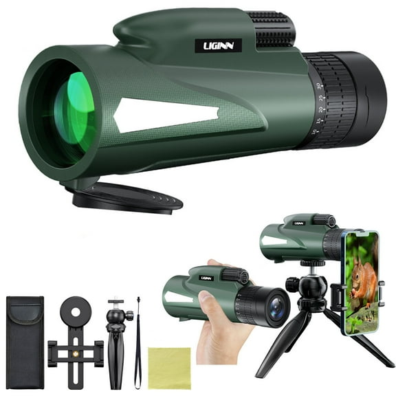 RKZDSR 10-30x50 HD Monocular Telescope for Outdoor Night Vision, Waterproof with Tripod & Phone Holder for Bird Watching, Hiking, Sports, and Concerts