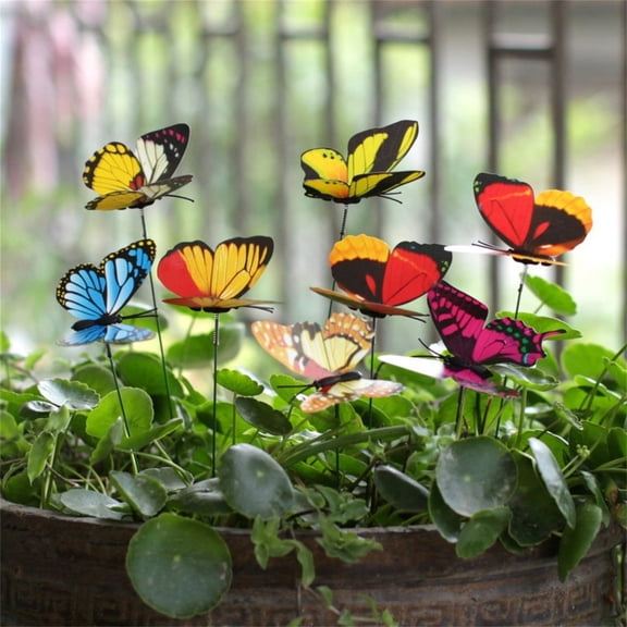 RKZDSR 50pcs Stakes Outdoor Yard Planter Flower Pot Bed Garden Decor Butterfly