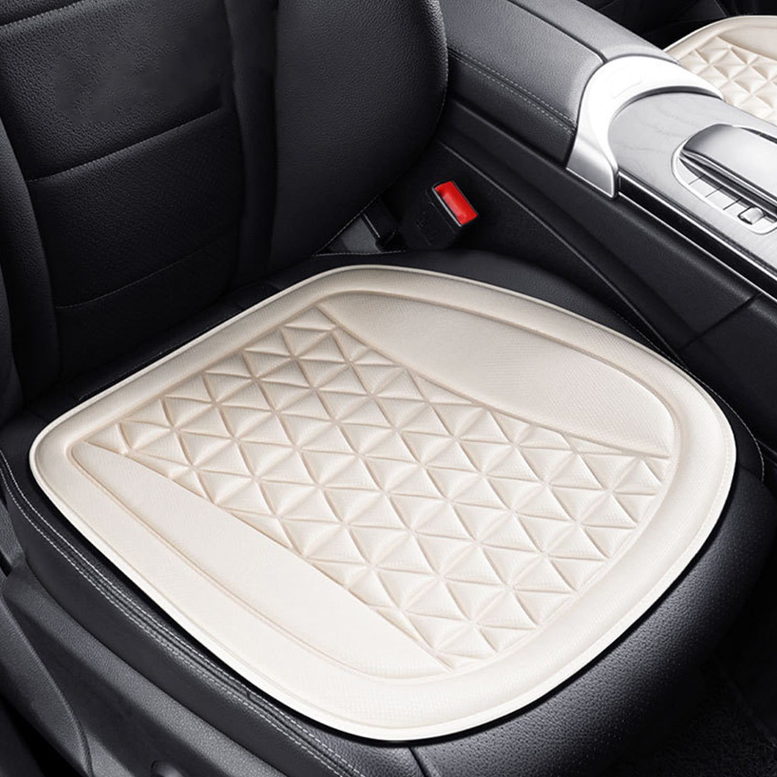 Car Seat Cushion Pad- Driver Seat Cushion With Comfort Memory Foam Non Slip Rubber Bottom Storage Pouch Universal Pad Car Truck Suv Office Chair Wheelchair