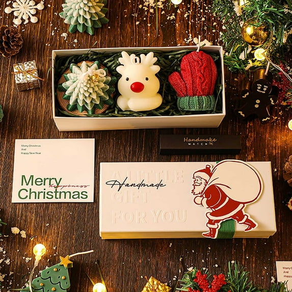 RKZDSR Christmas Aromatherapy Candle Set – Featuring Christmas Tree, Cabin, and Milu Deer Scented Candles in Decorative Gift Box, Perfect for Christmas Night Aroma and Holiday Gifting