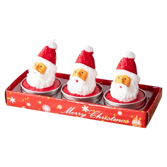 RKZDSR 3PCS Christmas Unscented Tealight Candles, Handmade Delicate Santas Snowman Xmas Tree Candles for Christmas Home Decorations Gifts
