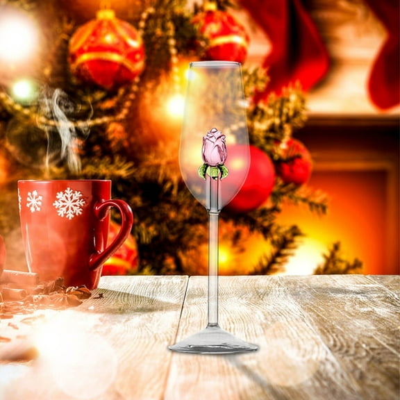 RKZDSR Christmas Lovely Rose White Wine Goblet Red Wine Glass Gift Box - Elegant Wine Glasses, Gift Set for Wine Lovers, Premium Barware for Holiday Celebrations