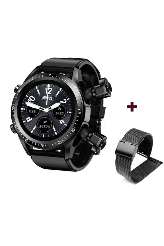 Bluetooth Smart Watch With Earbuds, Round Fitness Watch With Pedometer, Calories, Sleep Monitor, Stress Monitor For IOS And Android