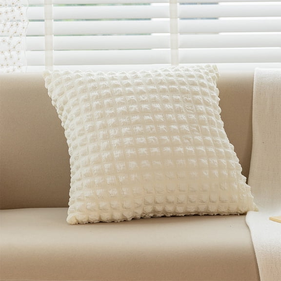 RKZDSR Cotton Comfortable Solid Decorative Throw Pillow Case Square Cushion Cover Pillowcase Sublimation Blank Pillow Covers DIY Throw Pillowcase for Couch Sofa Bed(17x17in,White)