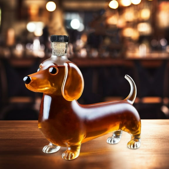 RKZDSR Dachshund Dog Wine Bottle - 300ml Unique Novelty Glass Bottle for Liquor, Juice & Decor, Perfect Gift for Dog Lovers & Family (Funny Pet-Themed Home Bar Accessory)