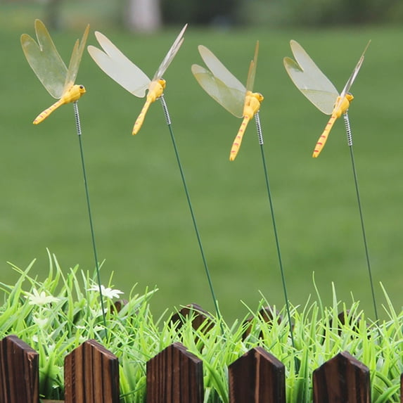 RKZDSR Decorative Garden Dragonflies - 10PCS Artificial Plants Decoration, Moving Spring Stakes for Indoor and Outdoor Flower Pots, 9.84inch Rods