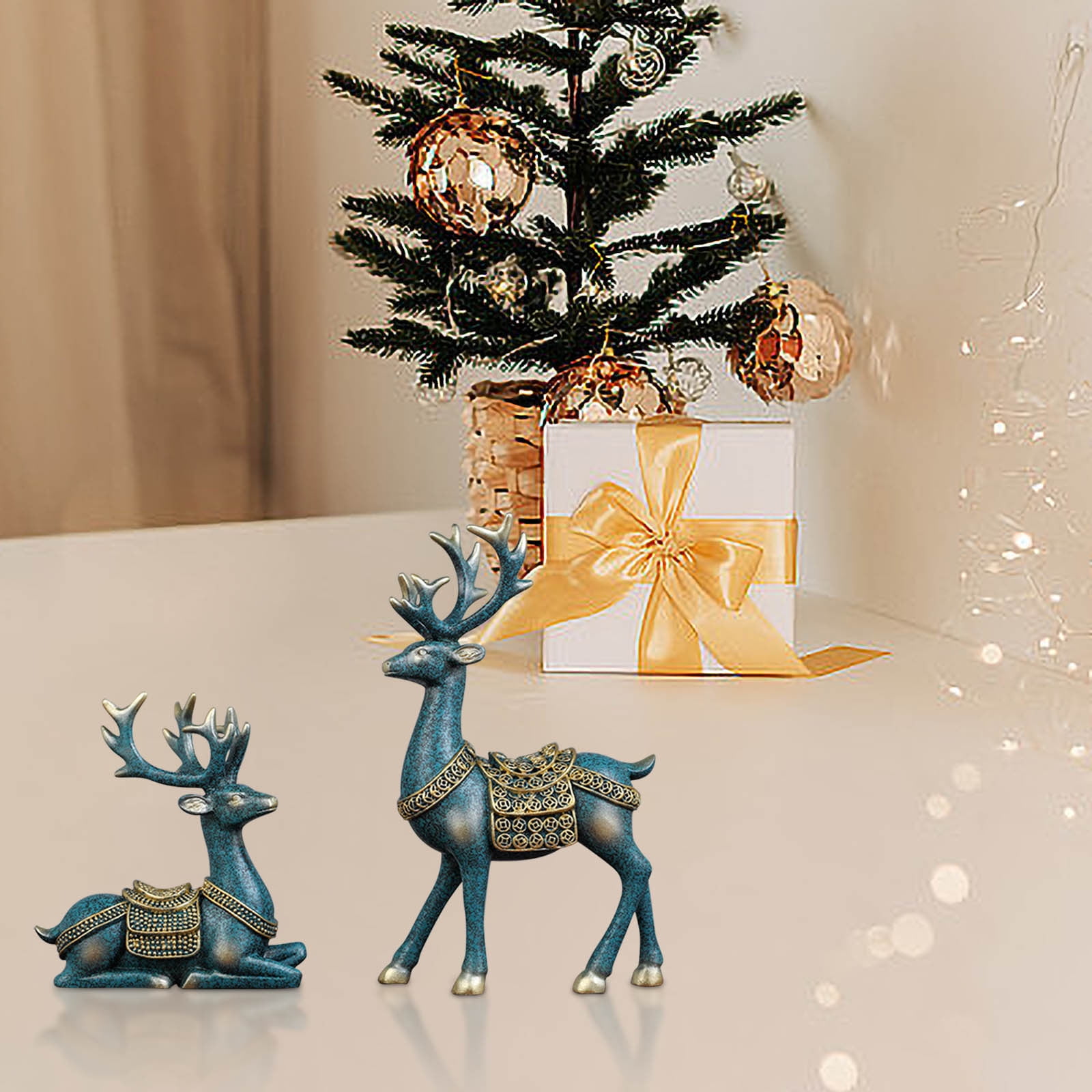 RKZDSR Elegant Resin Deer Sculptures Indoor Reindeer Decorations for