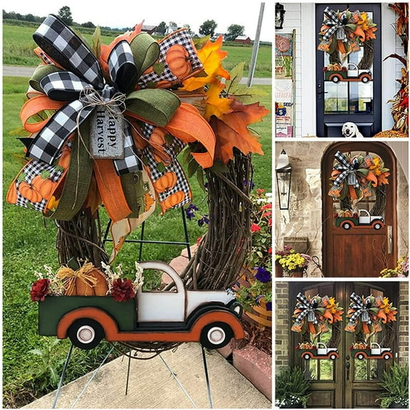 RKZDSR Thanksgiving Wreath, Fall Door Decoration, Halloween Front Door Decor 30x30cm (12x12 inch) - Durable Floral Wreath for Home, Parties, and Events