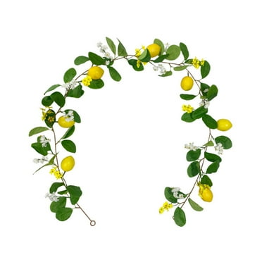 RKZDSR Fall Rattan Artificial Fruit Garland Vines,68.89"/78.74" Fake Yellow Lemons Green Simulation Lemon Rattan for Mantel Home Party Thanksgiving Decor