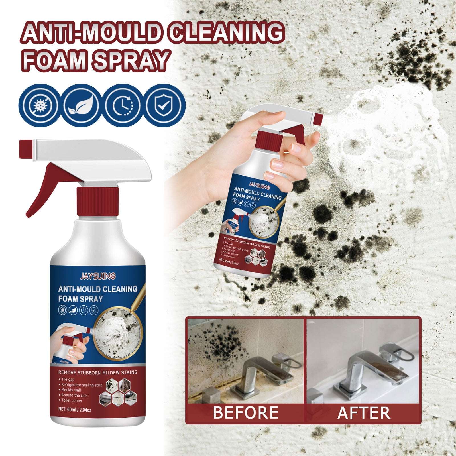 RKZDSR Foam Cleaning Mildew Remover Spray Antimould Spray, Mould
