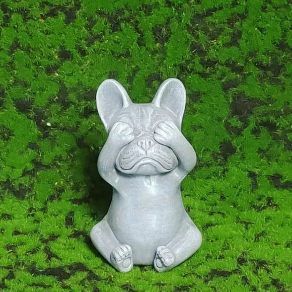 RKZDSR French Bulldog Statue - Resin Meditation Dog Sculpture, Waterproof Zen Craft for Home and Garden Decoration