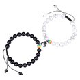 thumbnail image 1 of RKZDSR Frosted White Turquoise Magnetic Couples Bracelets with Heart-Shaped Natural Stone, Unisex Design, 1 of 2