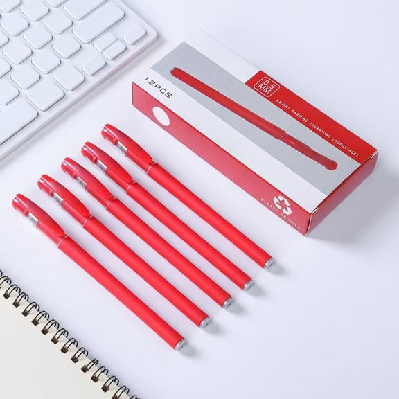 RKZDSR GP380 Frosted Ballpoint Pens 12-Pack - Smooth Writing Office & Exam Pens, Non-Slip Grip Professional Signature Pens, Bulk Black/Blue/Red Ink Pens (24ml, 0.7mm)