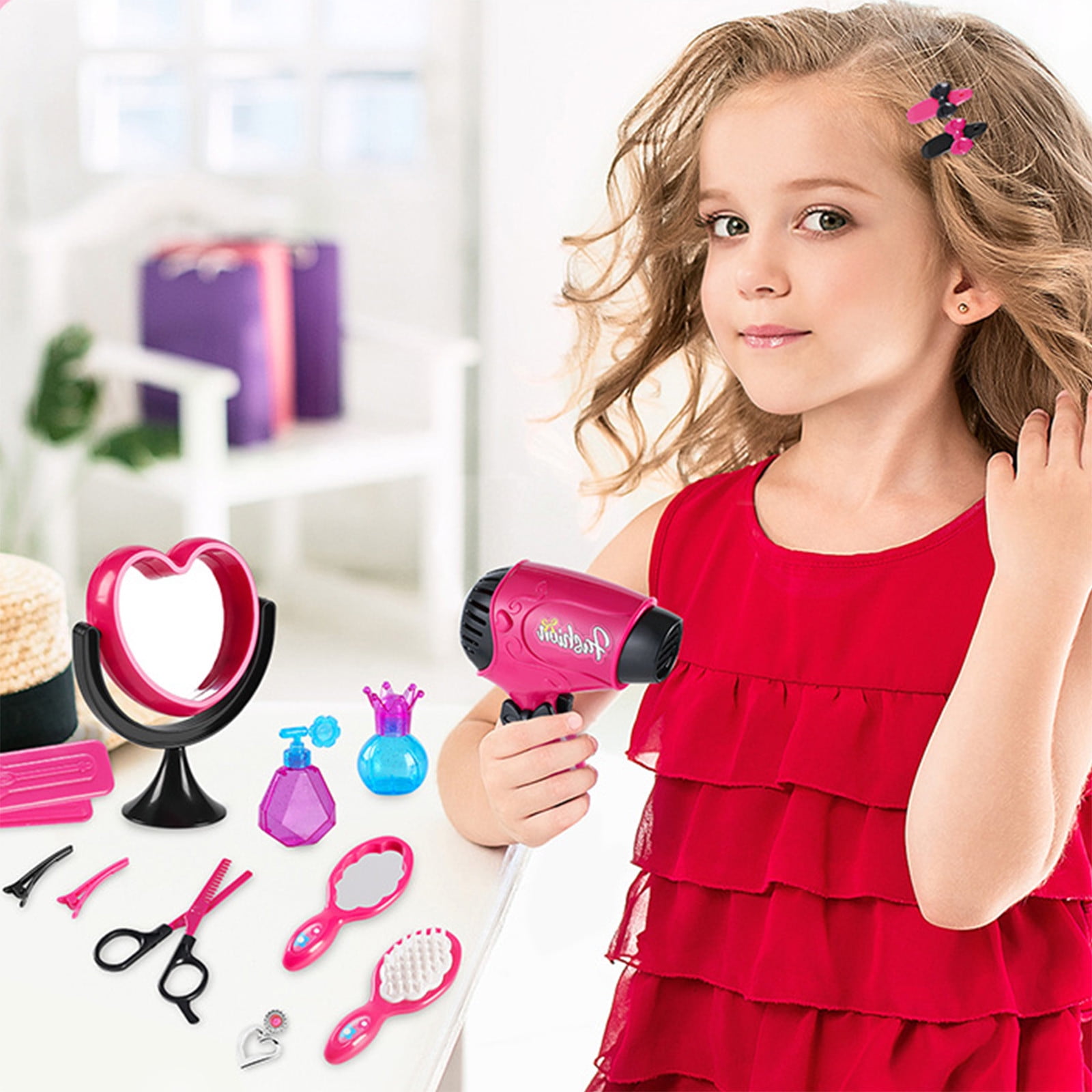 RKZDSR Girls' Hair Salon Play Set - Pretend Play Hairdressing Toys with ...