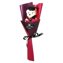 RKZDSR Graduation Bear Bouquet - Adorable Doctor Bear with Foam Flowers - Perfect Graduation Gift for Friends, Classmates & Loved Ones - 35cm Keepsake Gift (Graduation Season Special)