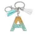 thumbnail image 1 of RKZDSR Green Tassel Letter Keychain, Crystal Drop Glue, Gold Foil, Stone Jewelry, Pendant, Bag, Keychain, 1 of 2
