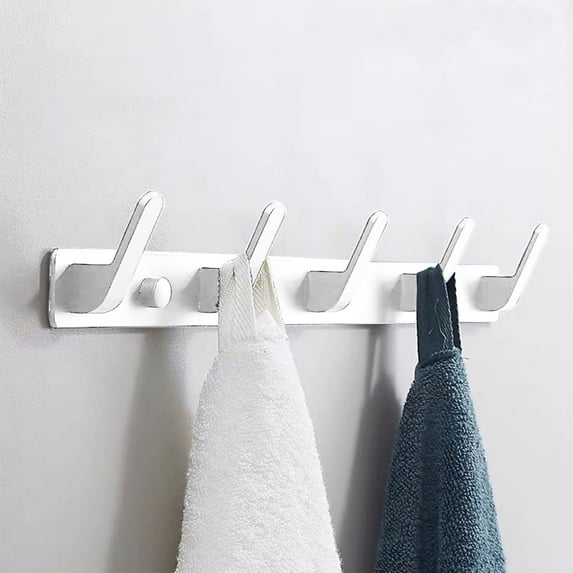 RKZDSR Heavy Duty Wall Mounted Coat Rack: 5 Hooks, Made of Stainless Aluminum. Metal Coat Hook Rail for Coats, Hats, Towels, Purses, Robes. Perfect for Mudroom, Bathroom, and Entryway