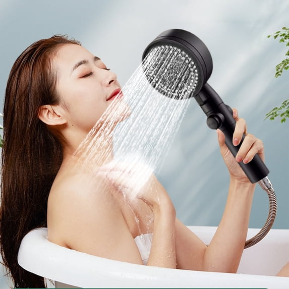 RKZDSR High-Pressure Handheld Showerhead with 8 Spray Modes - Suitable for Hard Water - Perfect for Elderly Users